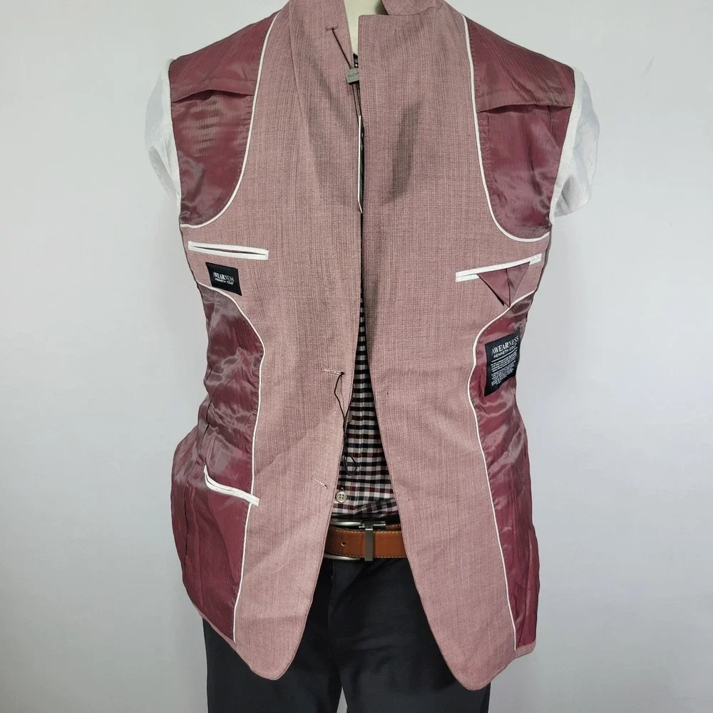 Kenneth Cole Awearness Mens Sport Coat Blazer Two Button Plum Wool Blend 40R NEW